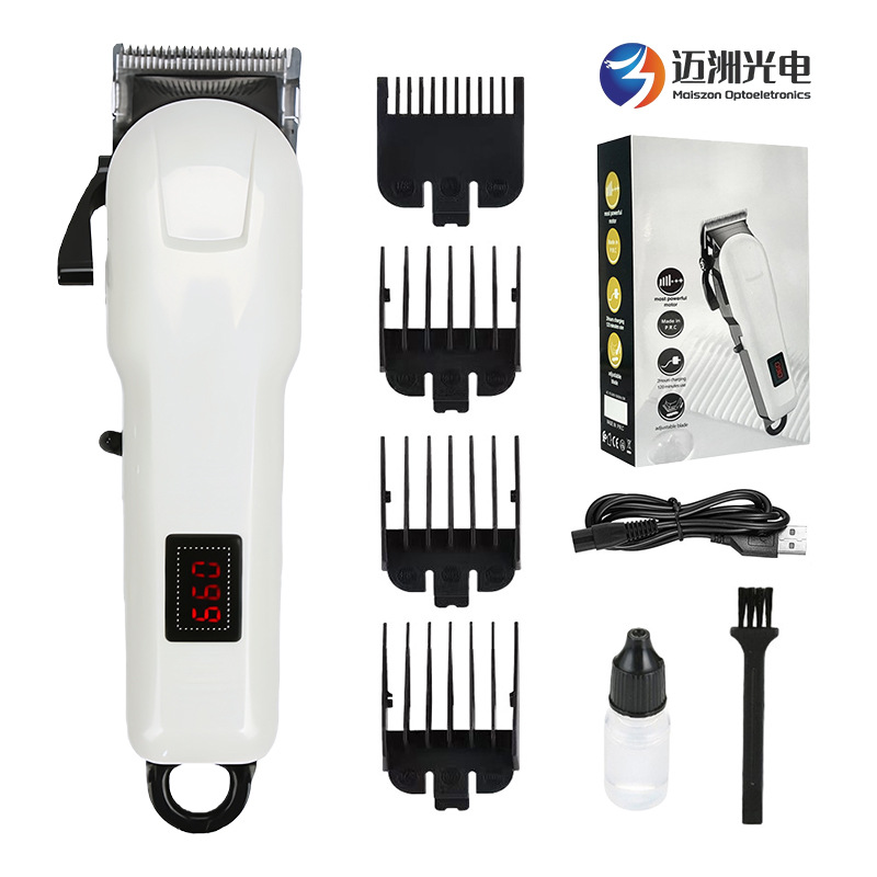 Cortadora de pelo eléctrica profesional, recortadora eléctrica para uso doméstico y en salones, cuchilla de aleación de titanio de alta potencia, pantalla digital, 3 horas de duración de la batería