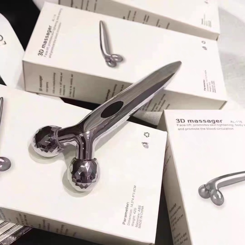 跨境3D V脸滚轮美容紧致提拉脸部面部按摩仪器EMS微电流滚轮V脸器|undefined