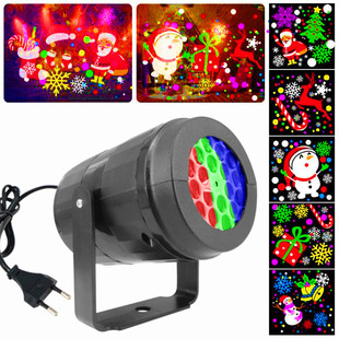 Разноцветный крутящийся светодиодный фонарь с проектором, настольная лампа с лазером, 4W, со снежинками