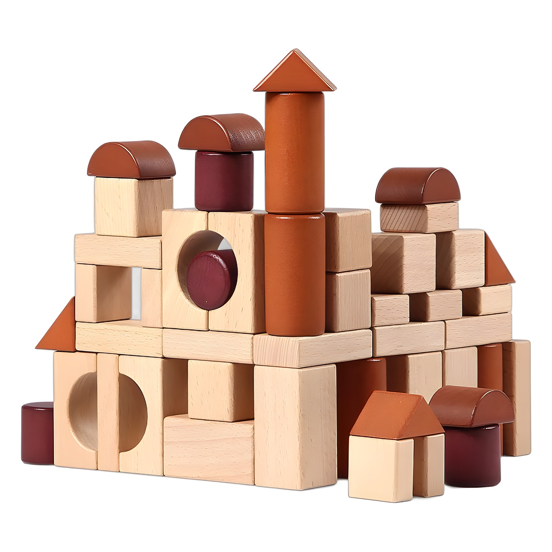 Nueva madera sólida de alta gama 46 bloques de caja de madera puzzle de educación temprana iluminación bloques de construcción de niños superpuestos enseñanza alta