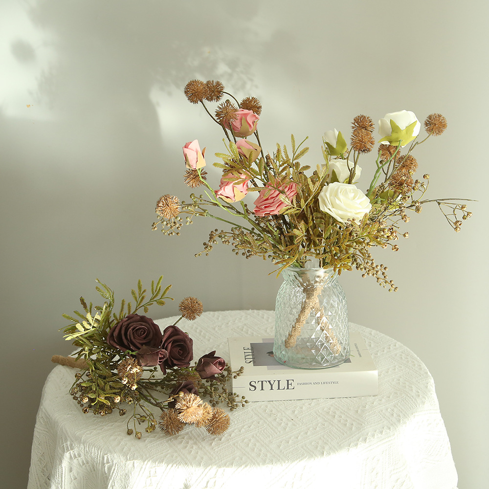 Rosas de frutas secas retrógradas flores simuladas nuevos productos explosivos de alto nivel sensación de simulación de rosas accesorios de fotografía de boda para el hogar