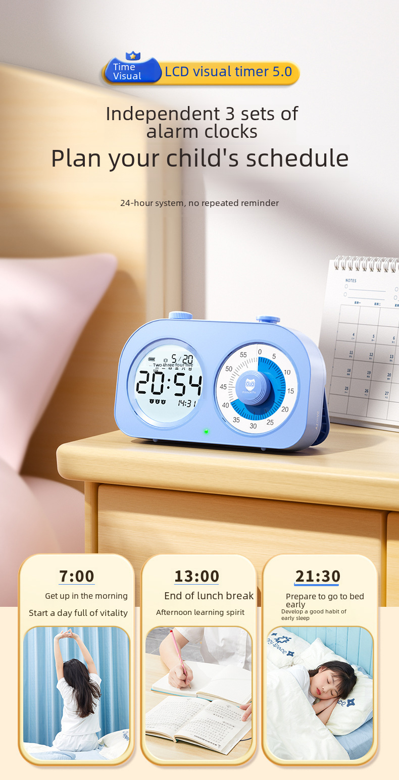 Cat Prince Visual Timer for Children Learning Special Self-discipline Timing Office Time Manager Alarm Clock