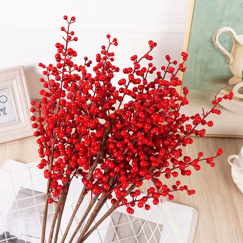 Фабричный опт дом Red Winter Green Fortune Red Fruit искусственные цветы Новогоднее благословение ведро гостиная Упрощённая ягода декоративная