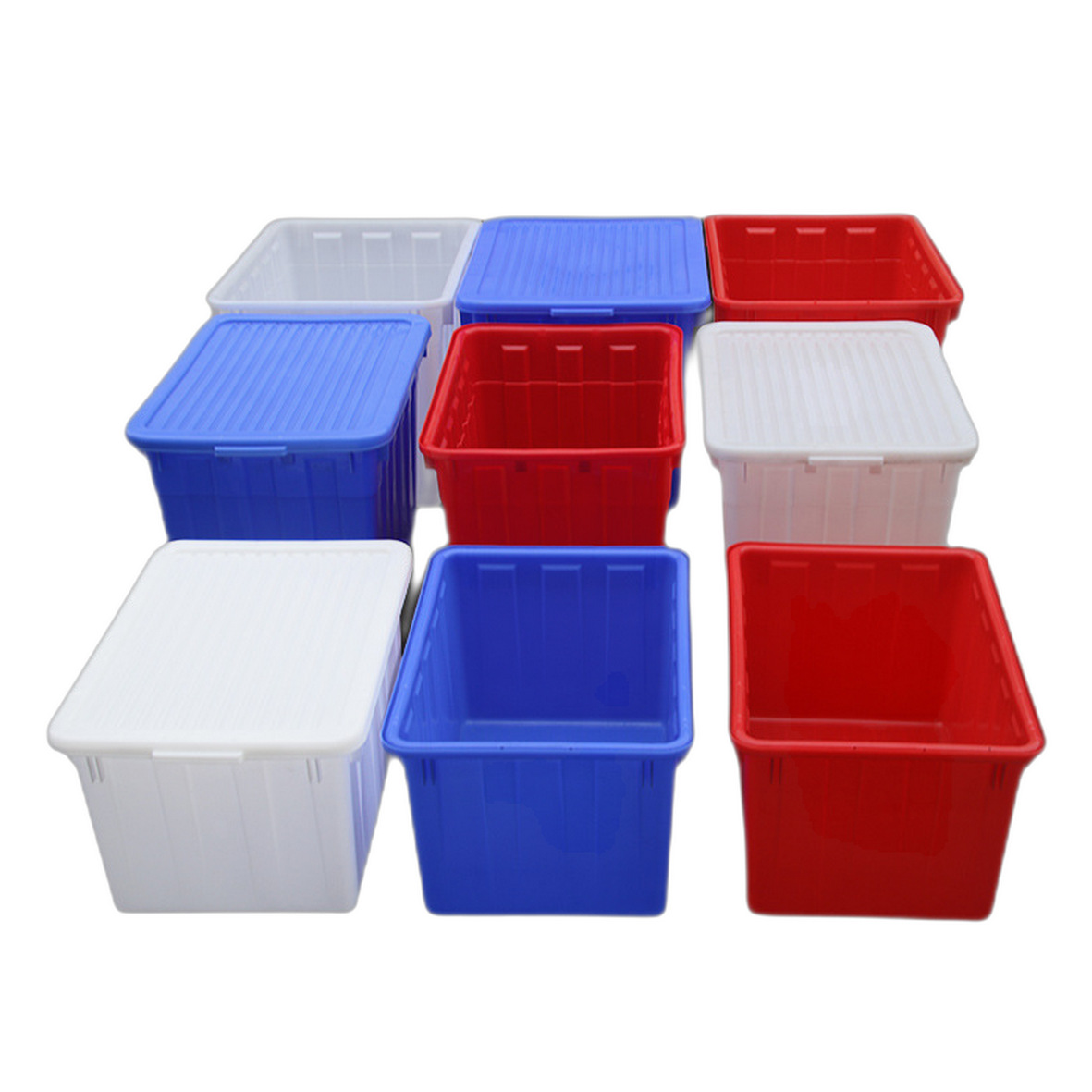 带盖塑料方箱长方形注塑周转箱运输箱水产养殖箱储水箱染织塑胶框