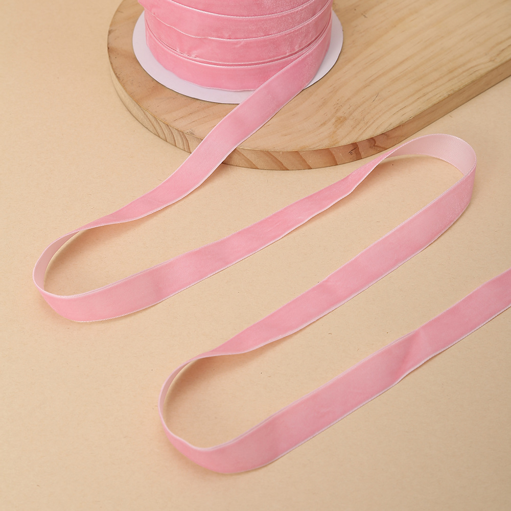 Cinta flocada de 2cm Cinta de terciopelo de una cara Cinta de satén de terciopelo Cinta de terciopelo sin cinta elástica Accesorios de bricolaje en stock