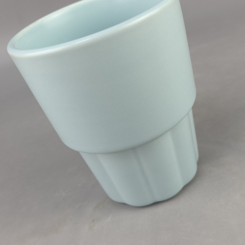 Transfronterizo simple de temperatura media de cerámica macarrón taza de enjuague bucal taza de picnic al aire libre taza de cerámica de color sólido