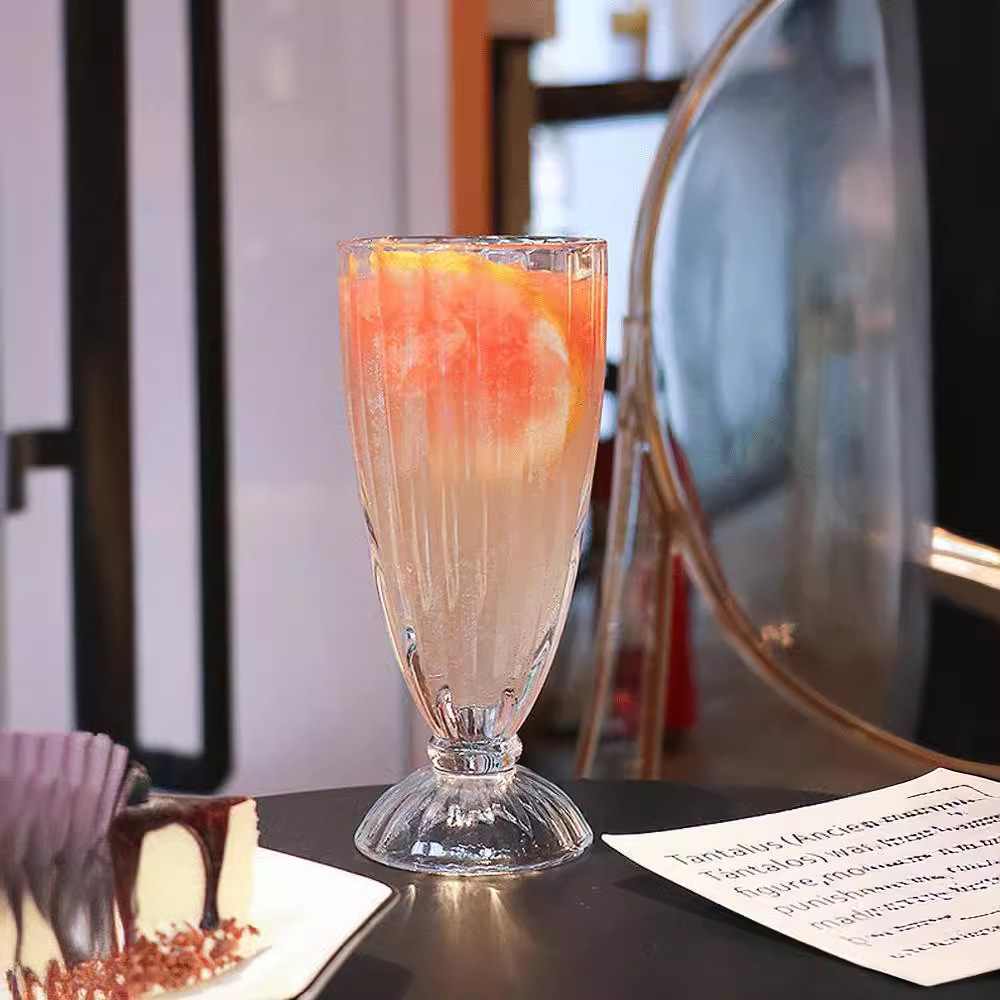 Red roja creativa patrón vertical vidrio ins estilo jugo taza batido de leche taza de café hogar transparente taza de agua taza de té