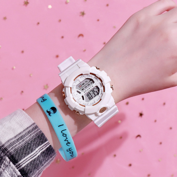 Fashionable white universal electronic digital watch for men and…