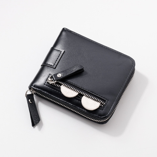 Zipper wallet men's short trendy brand soil folding multi-functional card slot multi-tide style personalized wallet Japanese and Korean youth trend