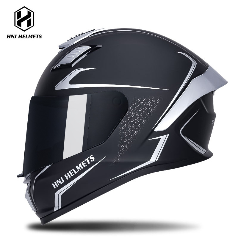 Helmet Summer Sunscreen – Universal Motosiklet kaskı (dəbilqə) - 607-black-silver-black-visor-s