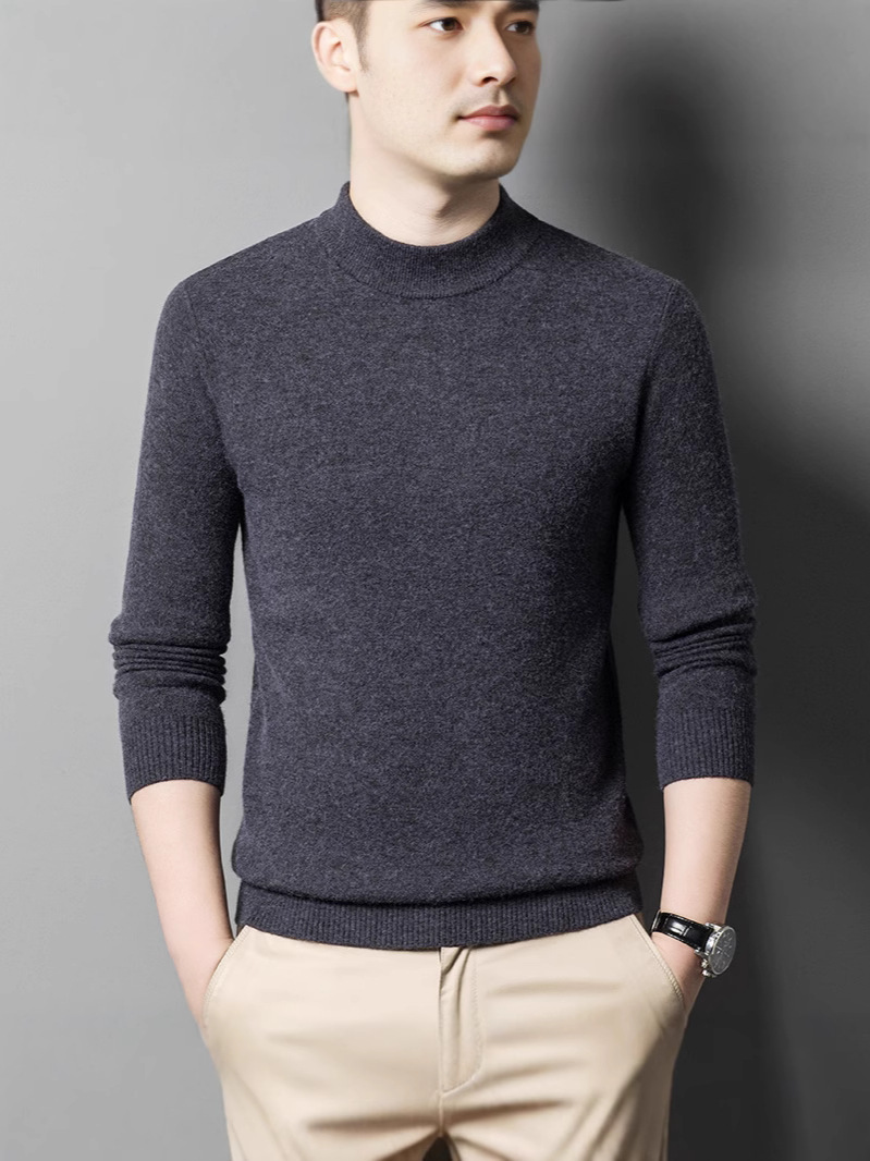Woolen keep warm demi-season solid color knitted sweater