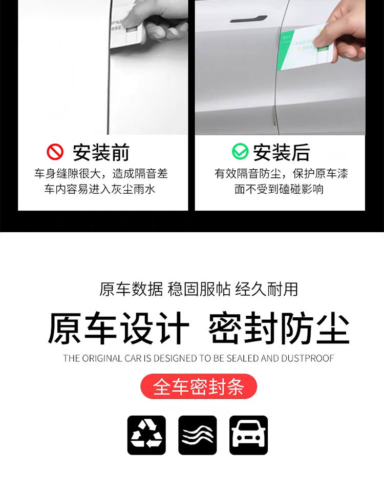 Applicable to the new version of Tesla model 3/Y door sealing strip for the whole car sound insulation and waterproof sealing rubber strip