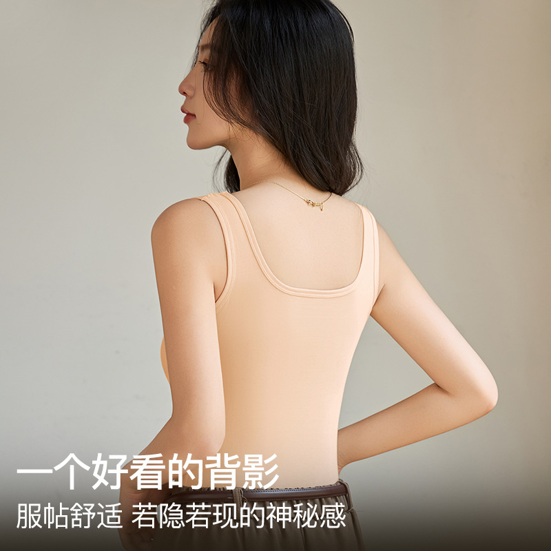 女性用純綿ベスト、大きいサイズのシームレススリムフィットノースリーブ露出防止ボトリングシャツ10A抗菌ビューティーバックベスト