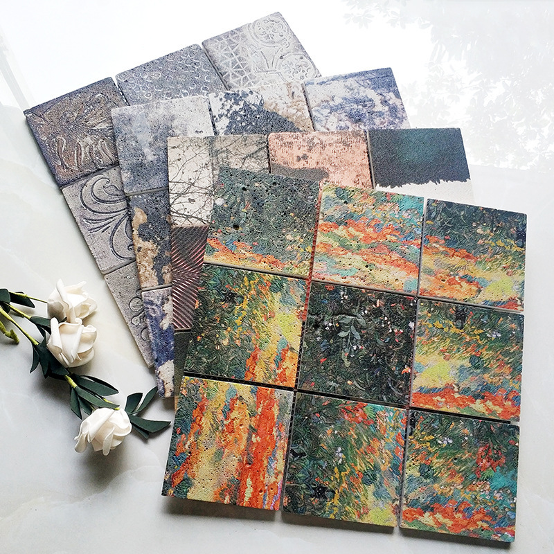 Modern minimalist stone mosaic tile bathroom bathroom kitchen balcony background wall small tile retro cave stone