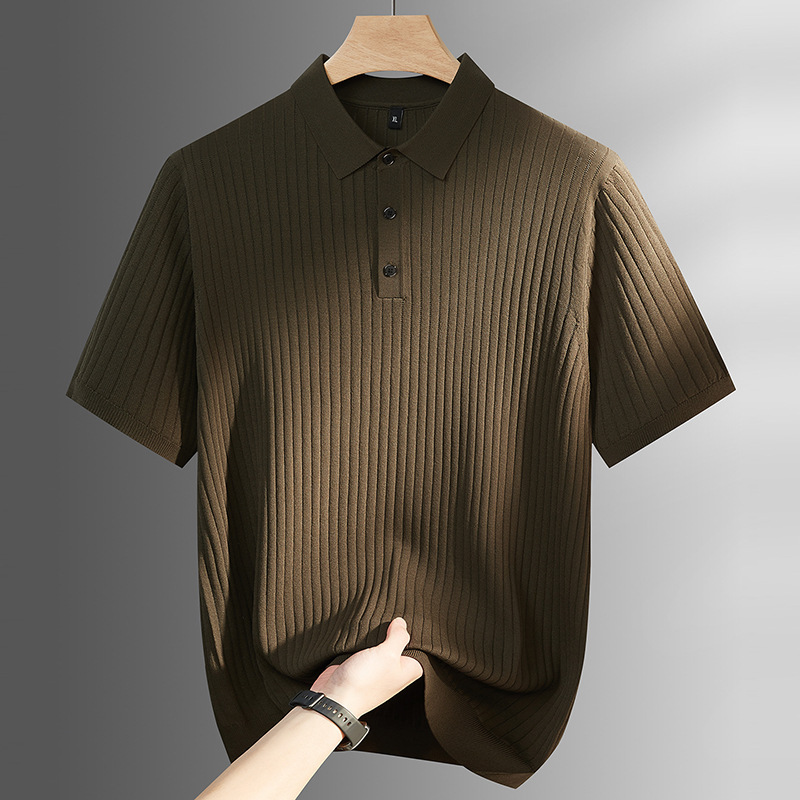 2026 Spring/Summer Men's Large Size Short Sleeve Knit Polo Shirt with Turn-Down Collar, Oversized Trendy Casual Knit Short Sleeve 2026 Spring/Summer Men's Large Size Short Sleeve Knit Polo Shirt with Turn-Down Collar, Oversized Trendy Casual Knit Short Sleeve