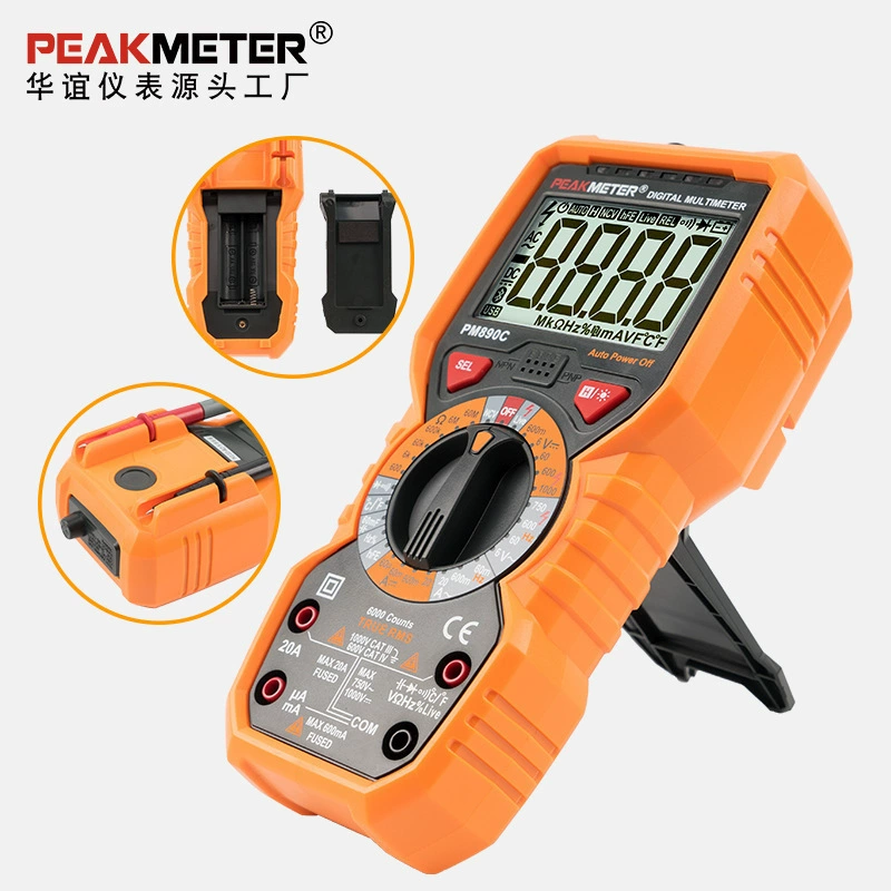 PEAKMETER Huayi PM890C Цифровой мультиметр Полный счетчик антигорения Температура Емкость Частотный метр