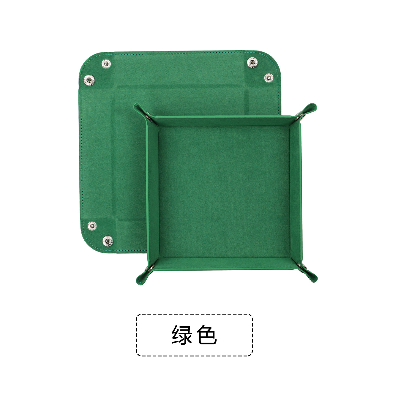 Amazon Venta caliente pu cuero plegable cuatro-esquina bandeja rectangular caja de almacenamiento caja escritorio juego dados bandeja de almacenamiento