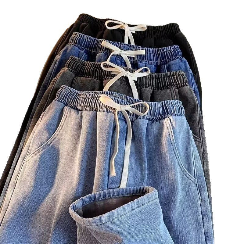 Hong Kong estilo retro jeans de veludo hombre otoño invierno marca de moda callejera americana pantalones largos rectos largos de piernas largas