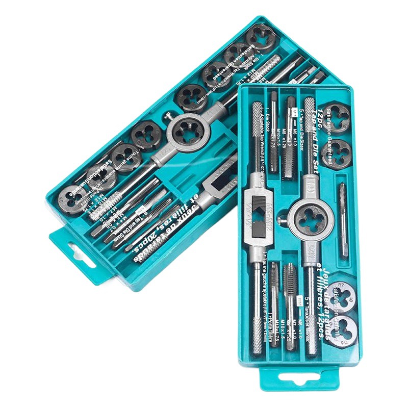 Grifo redondo morir traje herramientas de hardware mano tocando llave métrica diente abridor hilo herramienta reparación