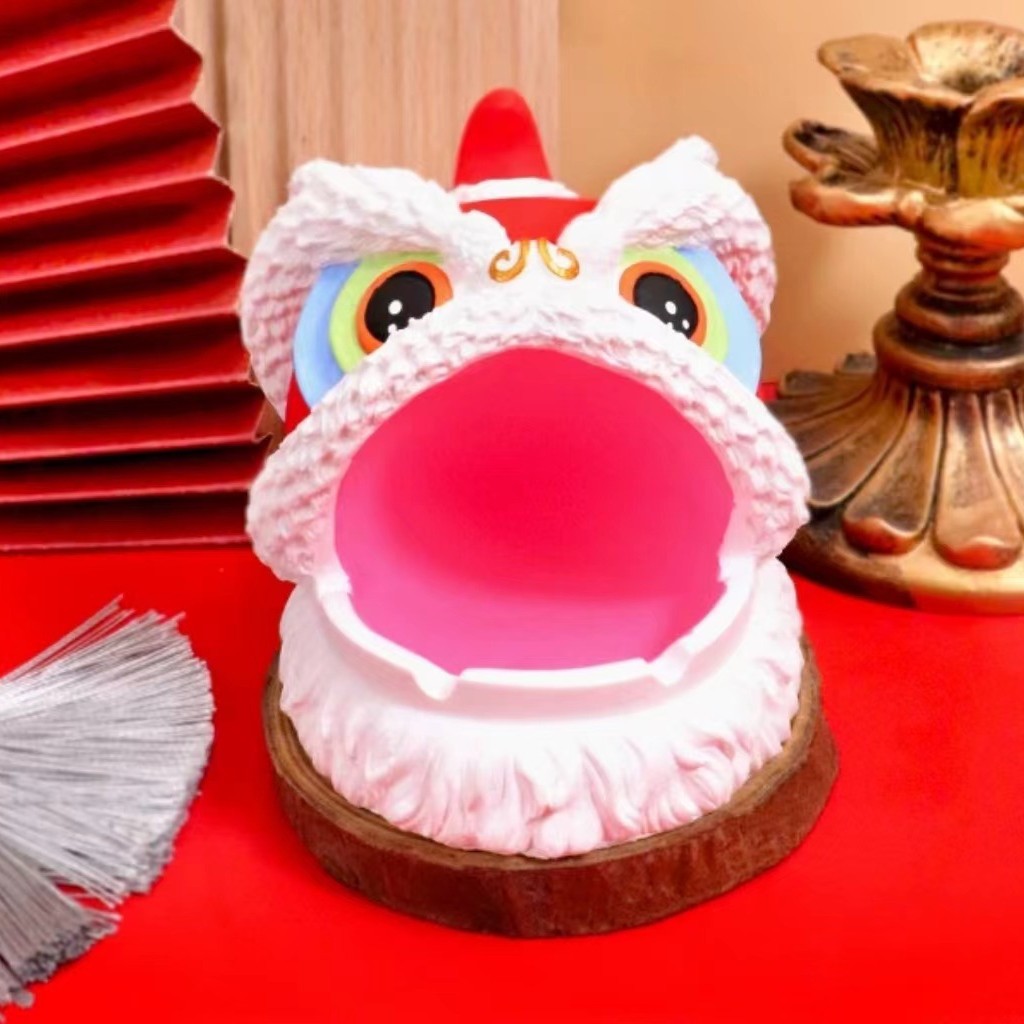 사자 각성 재떨이 흰색 배아 [8.5*8.1*7.6]