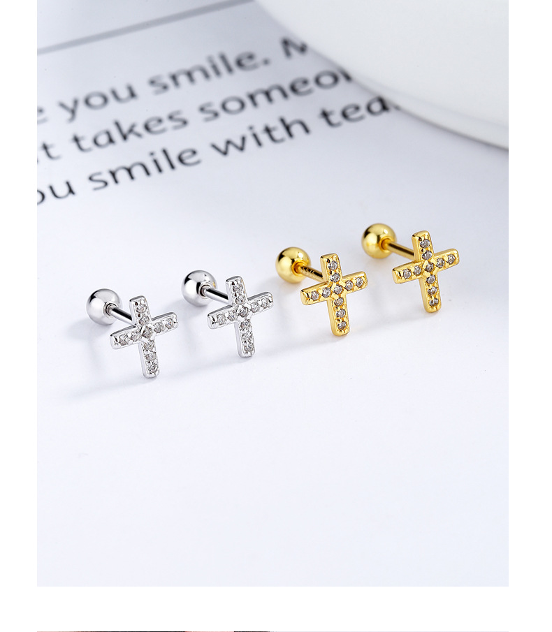 1g Weight 925 Sterling Silver Ear Needle Material Small Stud Earrings Classification 1 Pair 925 Sterling Silver 925 Sterling Silver Earrings Cross Screw Backs Small Stud Earrings