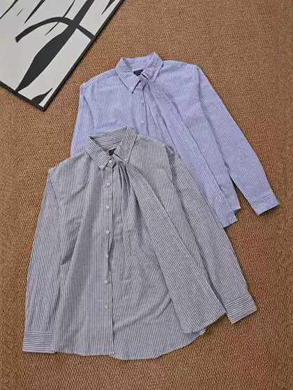 RL Ralph Lauren Linen Stripe Long-Sleeve Shirt Fall Lightweight American Classic Fit