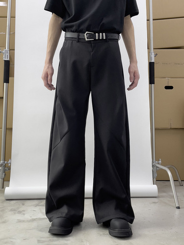 SNEIKLAU niche pleated diamond shape loose casual suit pants high-end wide-leg 3D men's pants