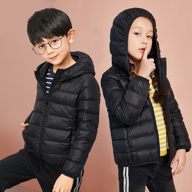 Velvet children's light and thin winter short down jacket for boys