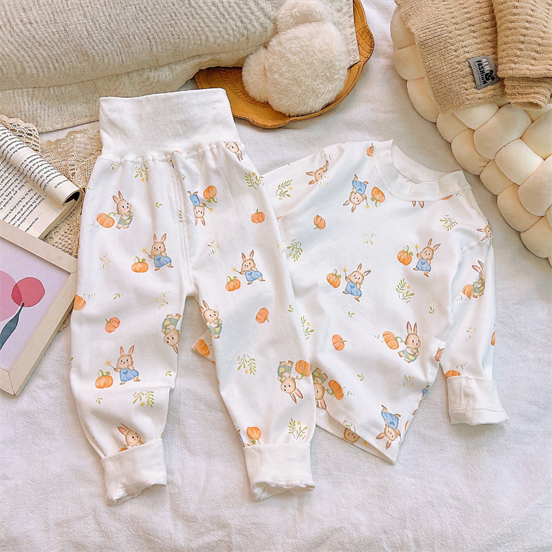 Conjunto de ropa interior para niños otoño nuevo bebé peinado algodón puro bebé cintura alta protección del vientre ropa de otoño pantalones largos ropa para niños