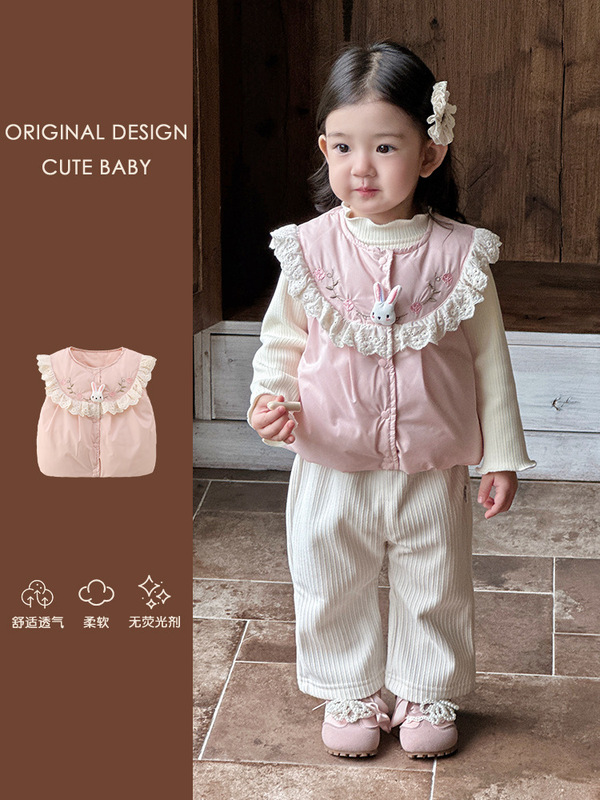 婴幼儿秋冬新款宝宝三件套轻薄羽绒马甲羽绒衣服90白鸭绒马夹外套|undefined