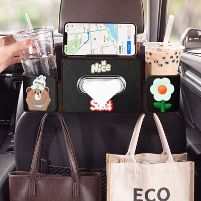 Back Storage Box Cartoon Cute – Car tissue box/set - nice-bear-seat-4-in-1-storage-box-4th-generation-black