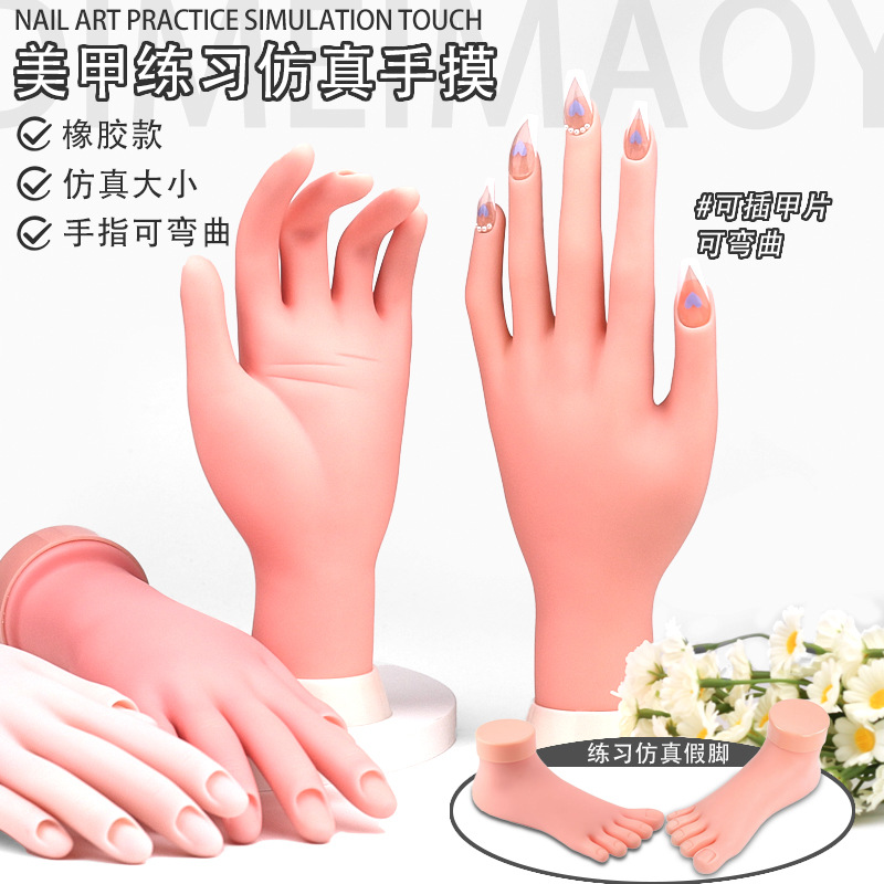 Práctica de uñas Modelo de mano falso Modelo de mano de simulación Modelo de exhibición de mano Los dedos se pueden doblar y colocar en la pieza de uña