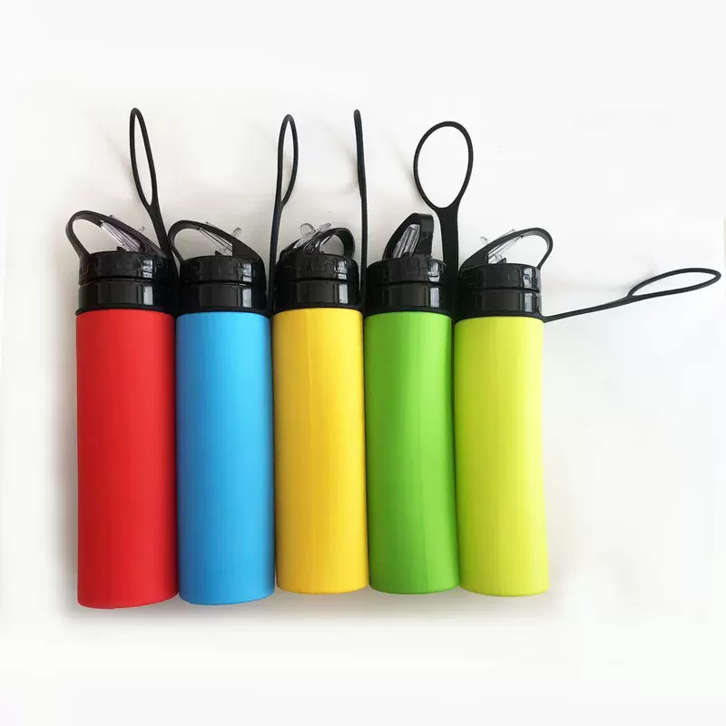 户外运动水壶硅胶折叠水瓶旅行水杯子纯色礼品杯water bottle现货