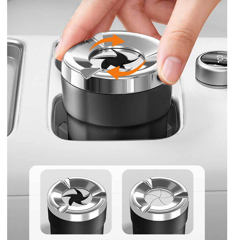 Cross-border car ashtray, popular model with rotating lid to prevent ash from flying, ceramic inner liner, car smoke extinguishing bucket, interior decoration accessories