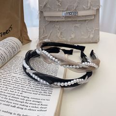 春夏新款珍珠鑲鑽麻花發箍女韓國髮飾氣質甜美洗臉頭箍網紅簡約發