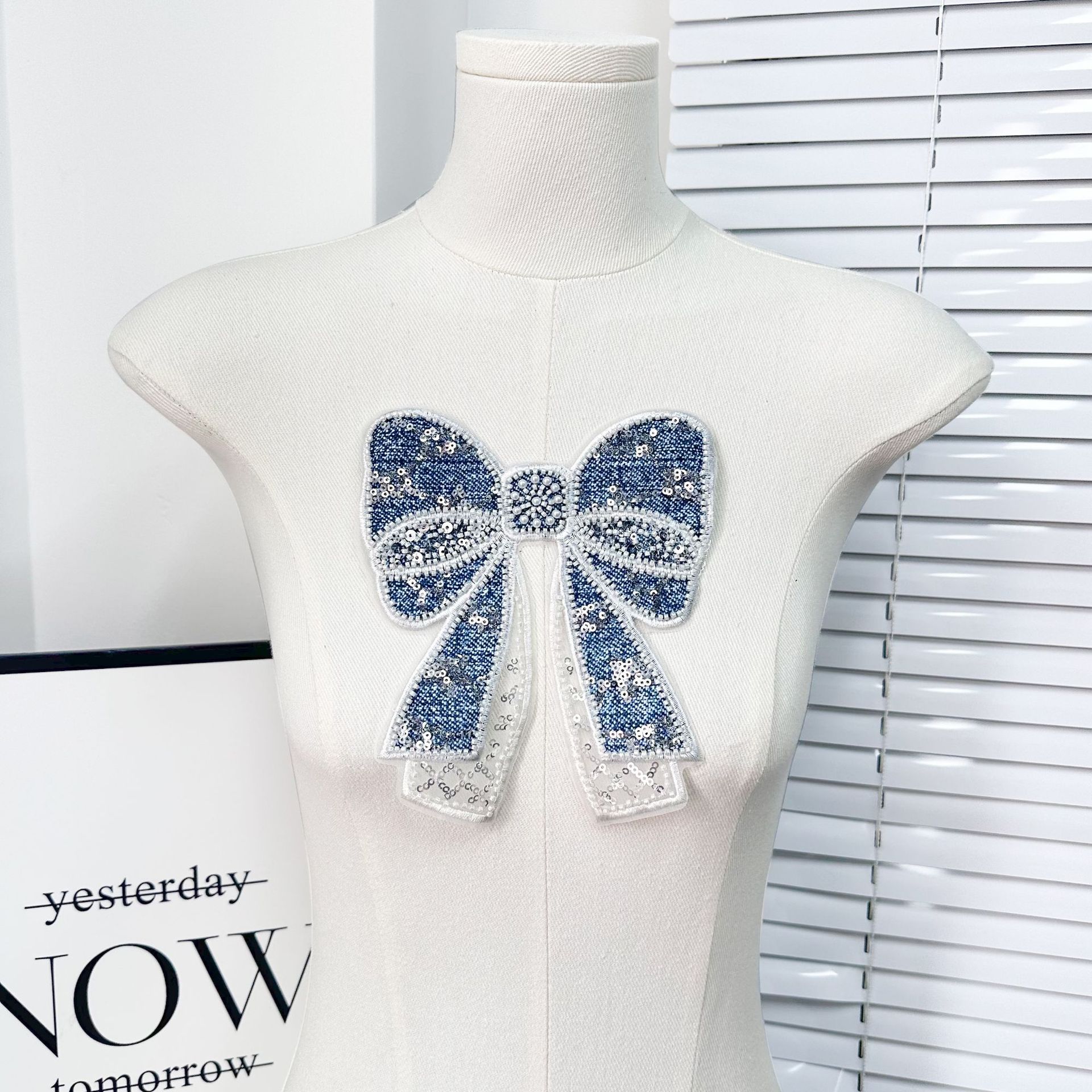 Nueva tela de malla de doble capa de vaquín sequinilla arco de tela decoración camiseta vestido tocado maleta image 5