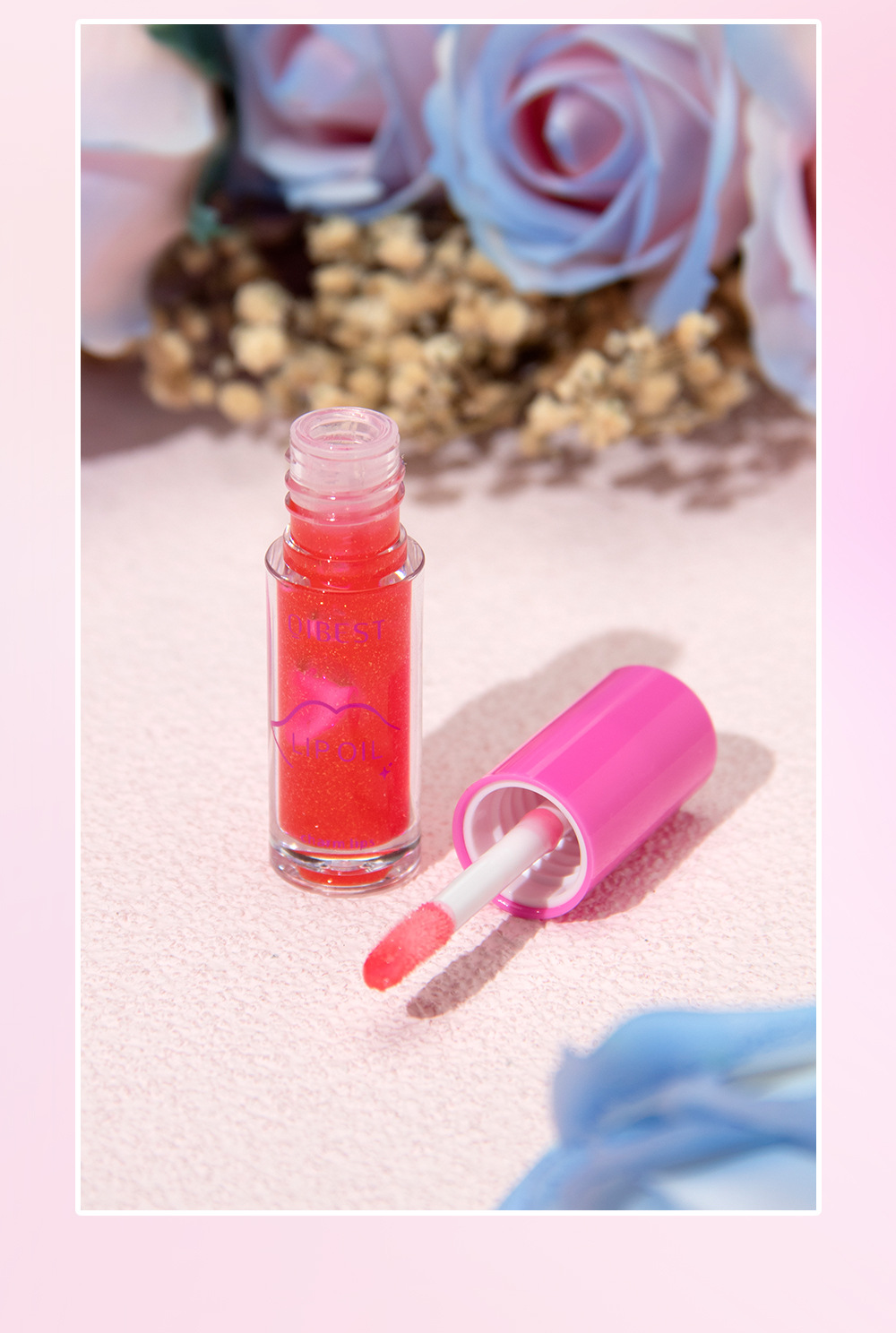 QIBEST Cross-border Mirror Pearlescent Lip Oil Moisturizes, hydrates, hydrates, softens, is transparent, natural and long-lasting, and prevents dry and chapping lips undefined