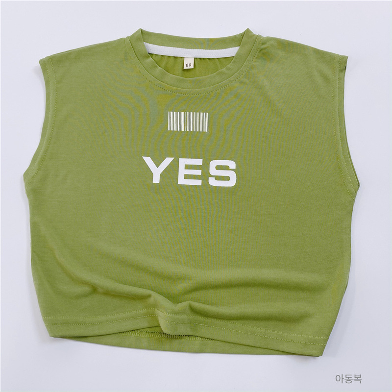 Chaleco para niños verano cobre amoníaco seda letras de los niños Chaleco transpirable estilo occidental niños y niñas cómodo algodón camiseta top