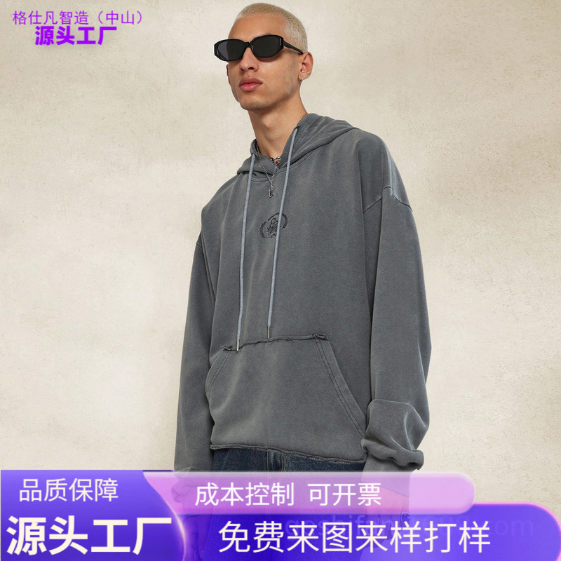 Customized Processing Factory Pure Cotton Washed Fried Color Jacket Heavyweight Men's Zipper Hooded Classy Gap Trendy Brand Sweatshirt Customized Processing Factory Pure Cotton Washed Fried Color Jacket Heavyweight Men's Zipper Hooded Classy Gap Trendy Brand Sweatshirt