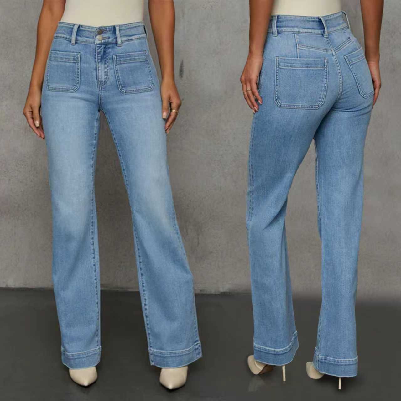 Cross-Border Exclusive Supply for Amazon Independent Site Temu2026 European and American Foreign Trade New Style Wide-Leg Slimming Straight-Leg Jeans for Women