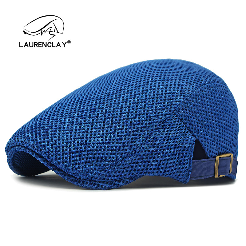 Boina de verano de las mujeres delgada malla hueca transpirable gorra de pico de estilo coreano de los hombres tablero de Luz Retro tapa de protección solar tapa delantera
