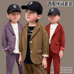 男童西裝外套2023春季新款洋氣韓版兒童西服休閒時尚氣質男童套裝