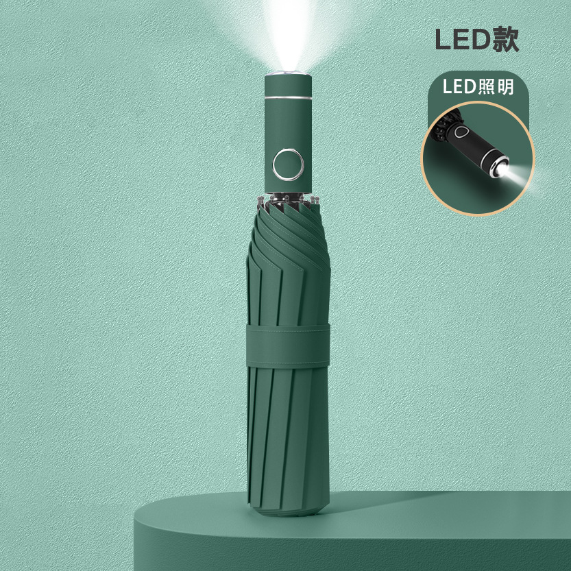 Linterna LED de doble propósito de lluvia inversa completamente automática, sol, publicidad, paraguas, protector solar, logotipo personalizado, sombra, paraguas