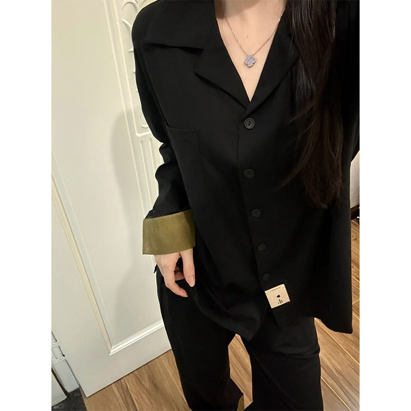 法式高级感开衫睡衣女秋季新款休闲长袖长裤可外穿家居服大码套装|undefined