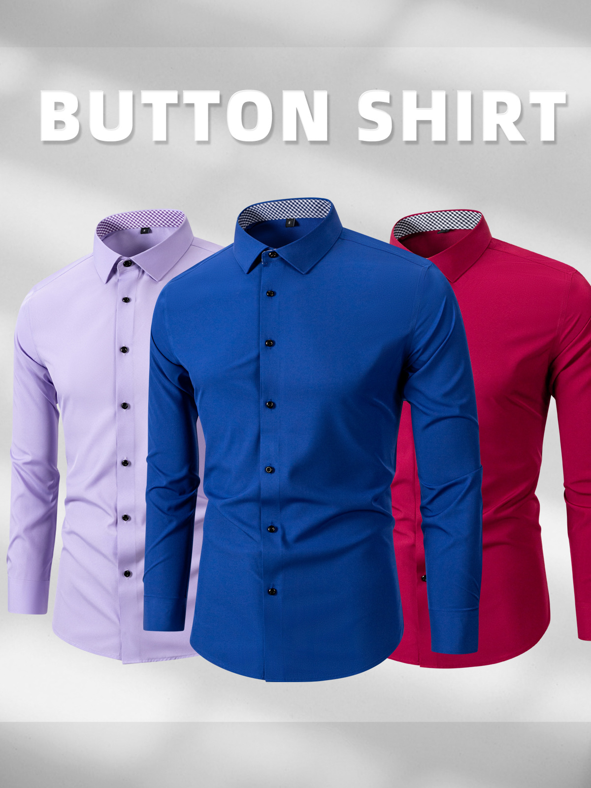 Camisas personalizadas transfronterizas para hombres de manga larga ropa de negocios elástica Amazon comercio exterior botones negros