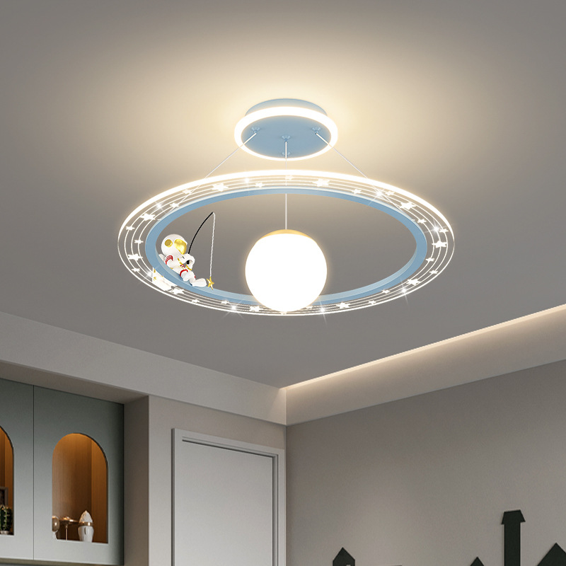 Espacio astronauta habitación infantil lámpara de dormitorio simple moderna estrella iluminación de la habitación nórdica creativa niño niña lámpara