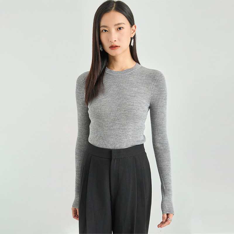Herbst weich, wachsartig, leicht, 18-polig, nahtloser Rundhals ausschnitt, Slim-Fit-Pullover aus voller Wolle, All-Match-Top für Frauen