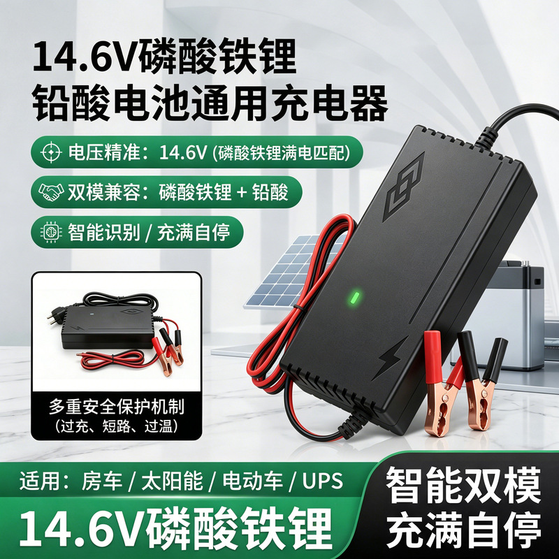 14.6V5A10A lithium iron phosphate battery charger with pulse clamp for surfboards and electric balance scooters