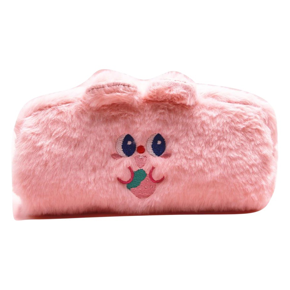 2023 transfronteriza en la acción de gran capacidad de la caja de lápiz Poof lindo oso estudiante de peluche bolsa de papelería caja de lápiz de curación suave billetera