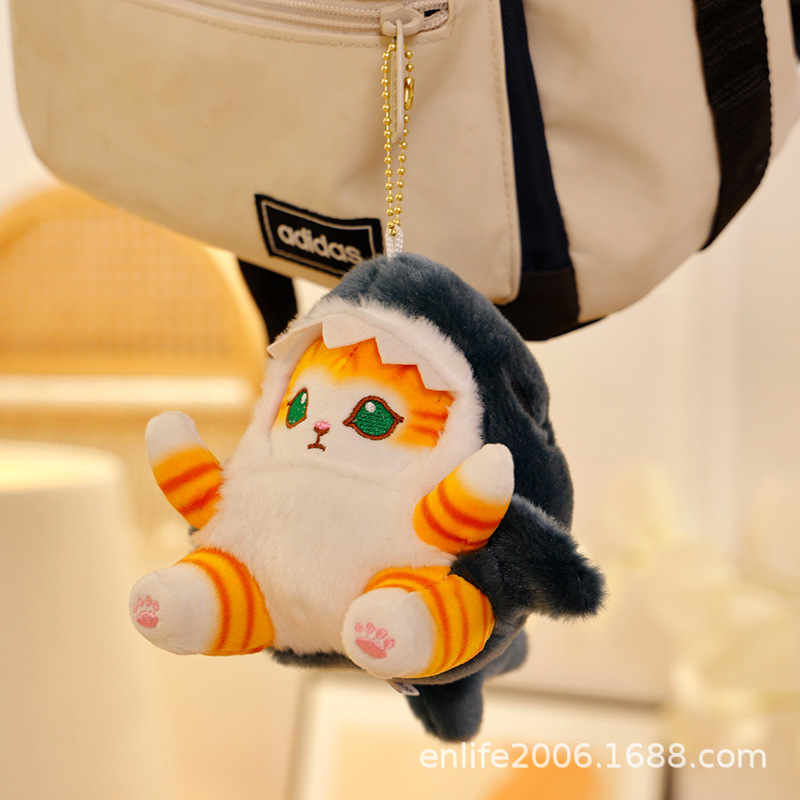 Dibujos animados tiburón gato transformación muñeca tiburón gato muñeca niños dormir almohada muñeca peluche juguete regalo creativo